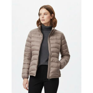 Uniqlo Ultra Light Down Packable Puffer Jacket Greige Champagne L Quiet Luxury